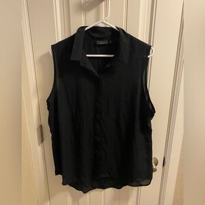 Apt 9 XL Top Black Button Front Sleeveless Blouse Shirt